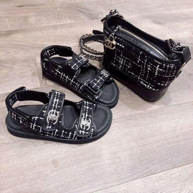 CC tweed sandals G34726 black