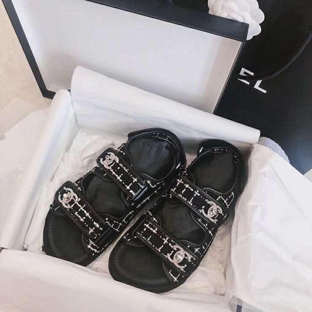 CC tweed sandals G34726 black