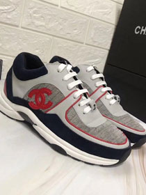 CC tweed&calfskin sneakers G34361 grey