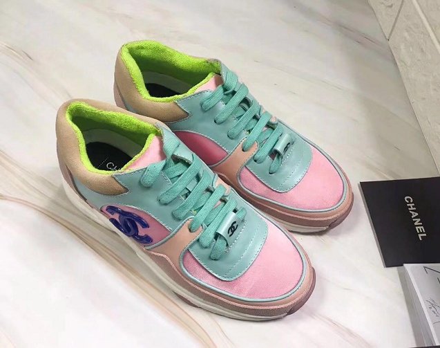 2019 CC calfskin sneakers G34361 pink&green