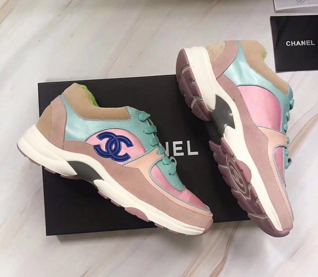 2019 CC calfskin sneakers G34361 pink&green