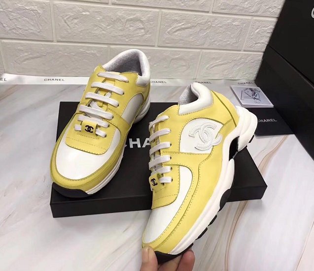 2019 CC calfskin sneakers G34361 yellow