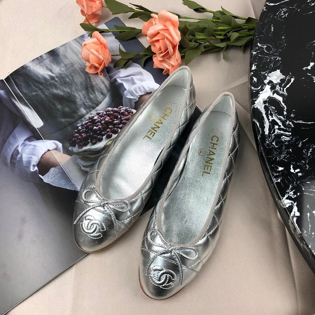 CC original lambskin ballerinas G26250 silver