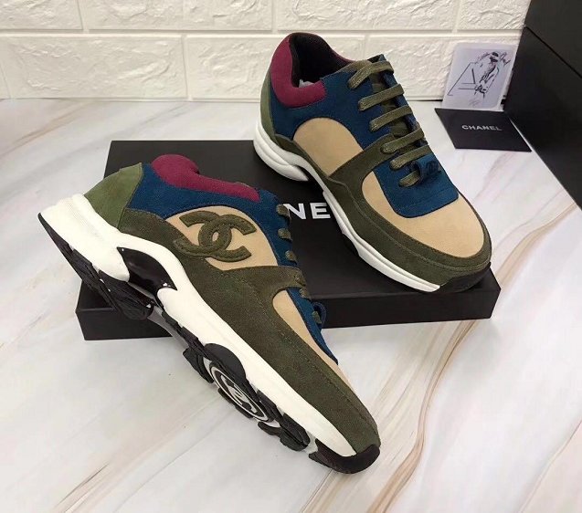 2019 CC suede calfskin sneakers G34361 khaki