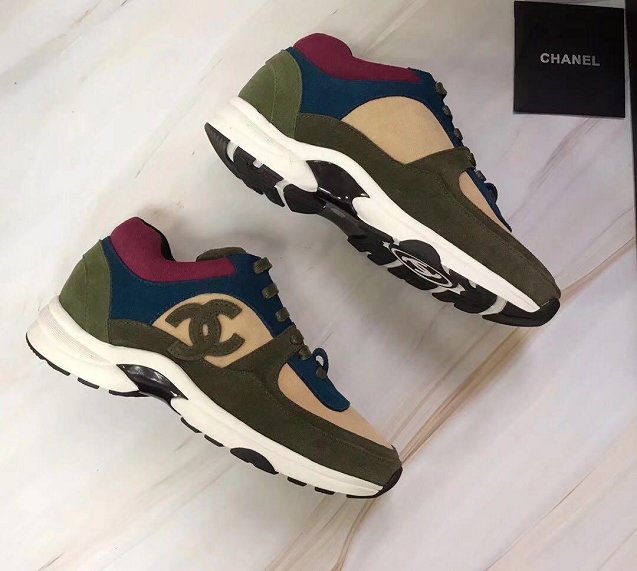 2019 CC suede calfskin sneakers G34361 khaki