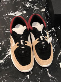 2019 CC suede calfskin sneakers G34362 apricot&black