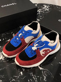 2019 CC suede calfskin sneakers G34362 blue&bordeaux