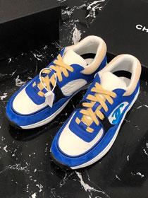 2019 CC suede calfskin sneakers G34362 blue&white