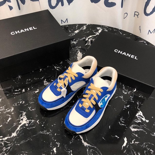 2019 CC suede calfskin sneakers G34362 blue&white