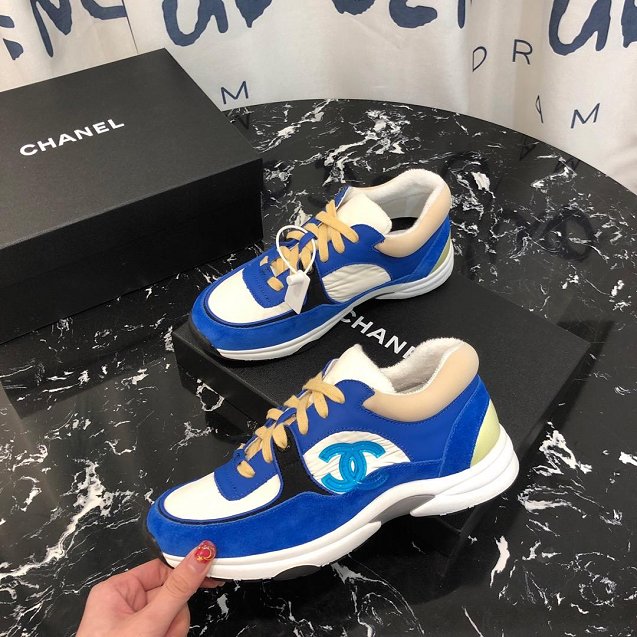 2019 CC suede calfskin sneakers G34362 blue&white