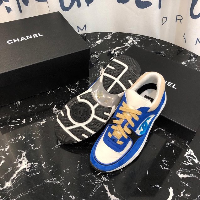 2019 CC suede calfskin sneakers G34362 blue&white