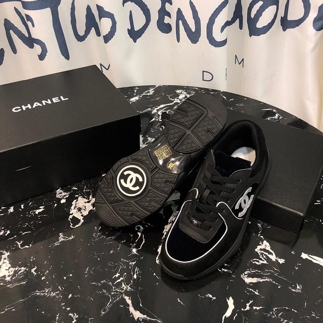 2019 CC suede calfskin sneakers G34362 black&white