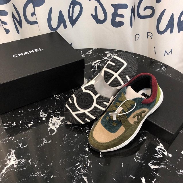 2019 CC suede calfskin sneakers G34362 khaki&apricot