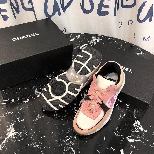 2019 CC suede calfskin sneakers G34362 pink&white