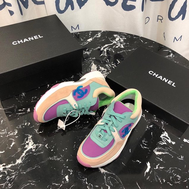 2019 CC suede calfskin sneakers G34362 purple&green