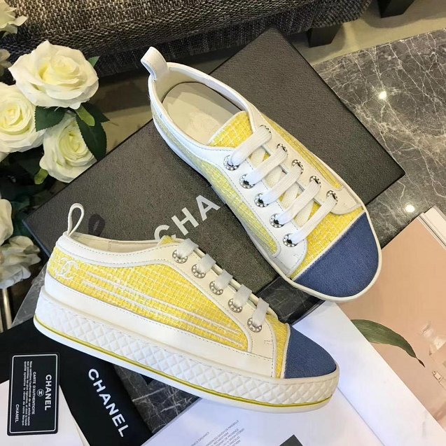 CC tweed sneakers G34364 yellow