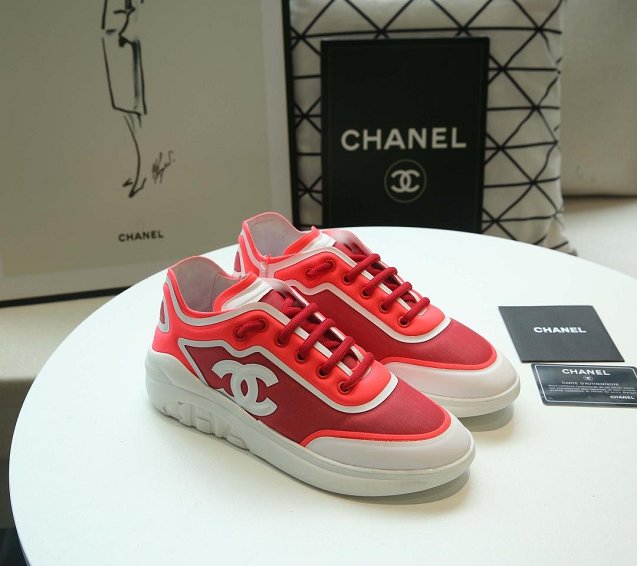 CC original calfskin&mesh sneakers G34356 red