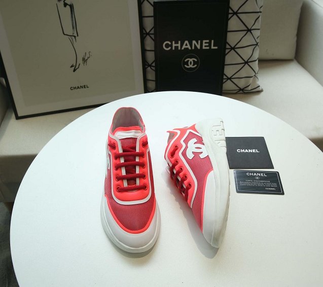 CC original calfskin&mesh sneakers G34356 red