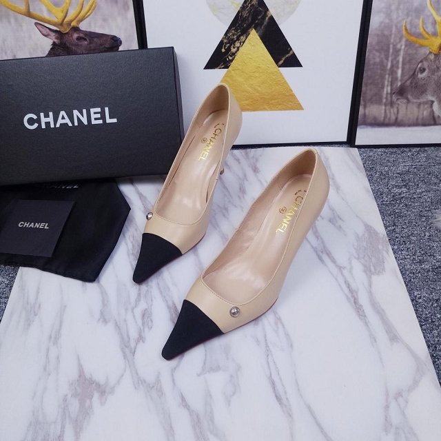 CC original calfskin pumps G34902 apricot