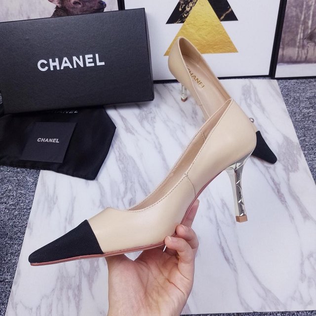 CC original calfskin pumps G34902 apricot