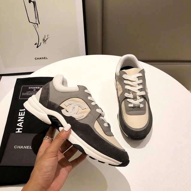 CC original calfskin&suede sneakers G34368 grey