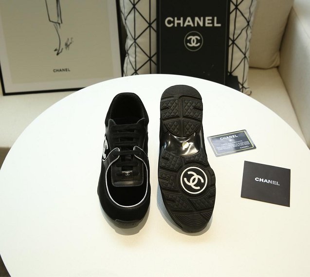 CC original suede&calfskin sneakers G34368 black