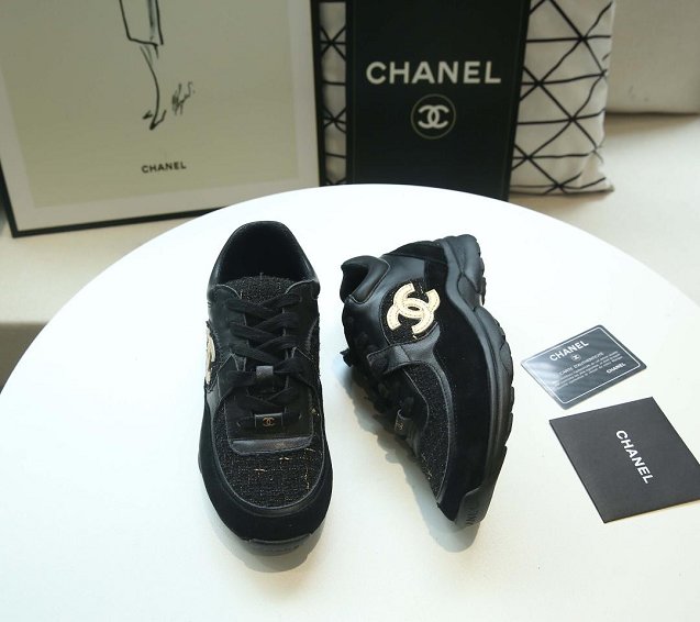 2019 CC tweed calfskin sneakers G34357 black