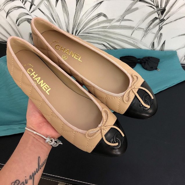 2019 CC lambskin ballerinas G26250 apricot&black