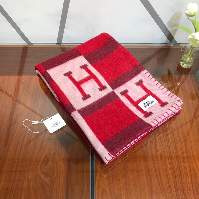 Hermes original cashmere avalon blanket HB064 red