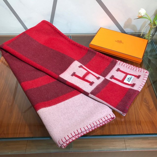 Hermes original cashmere avalon blanket HB064 red