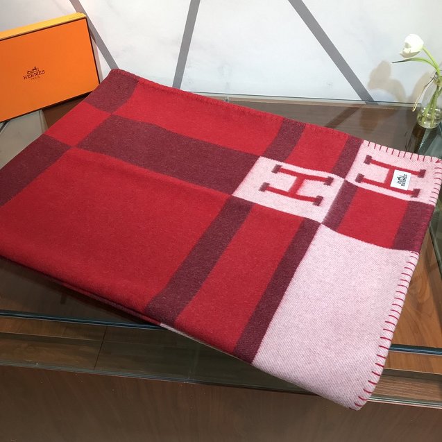 Hermes original cashmere avalon blanket HB064 red