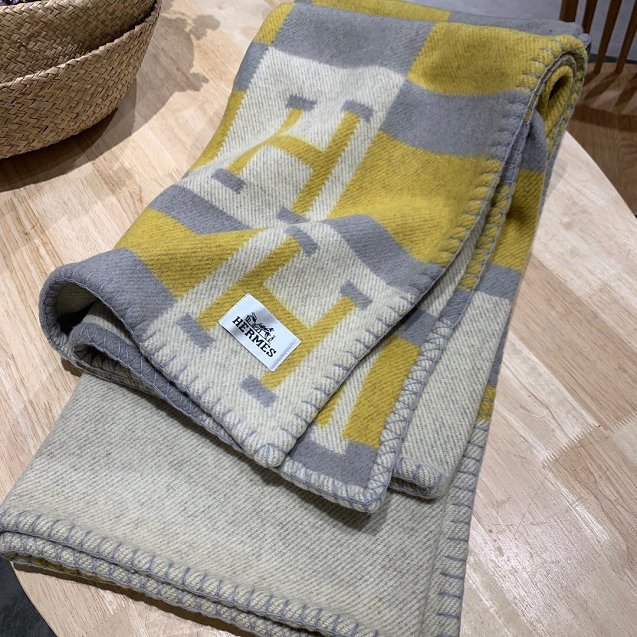 Hermes original cashmere avalon blanket HB064 yellow