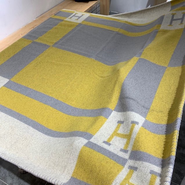 Hermes original cashmere avalon blanket HB064 yellow