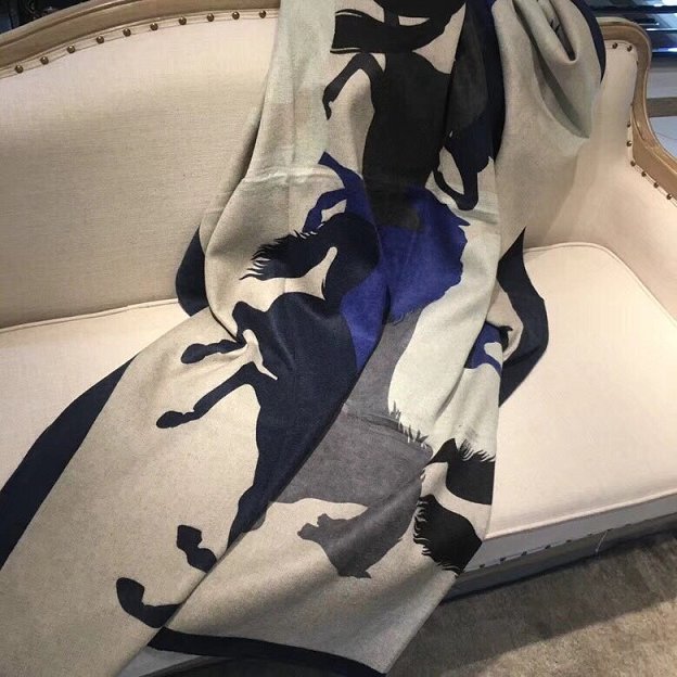 2020 Hermes top quality cashmere blanket H436 blue
