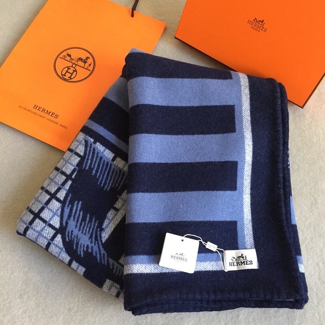 2020 Hermes top quality cashmere blanket H437 blue