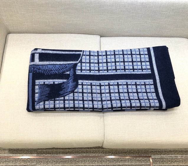 2020 Hermes top quality cashmere blanket H437 blue