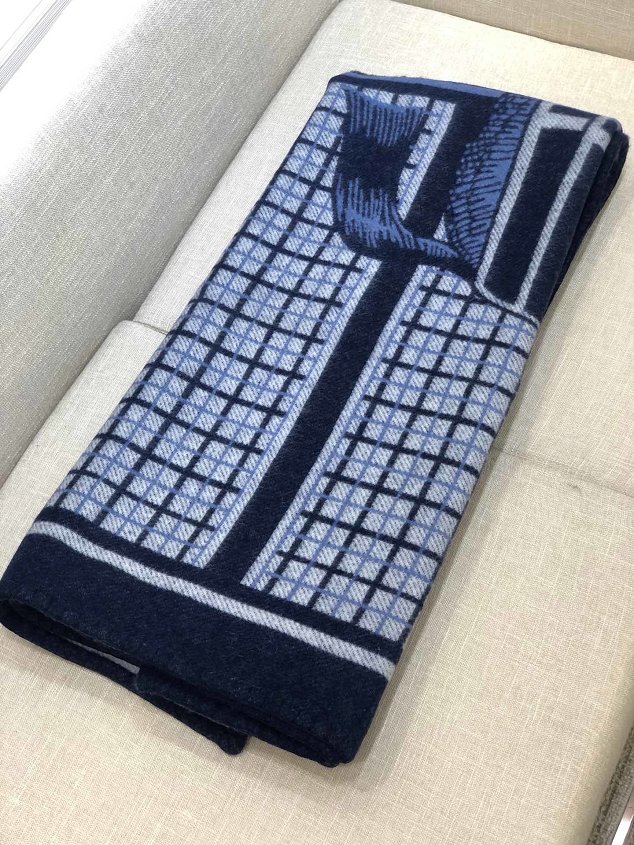 2020 Hermes top quality cashmere blanket H437 blue