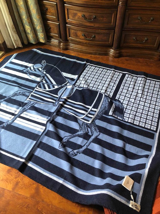 2020 Hermes top quality cashmere blanket H437 blue