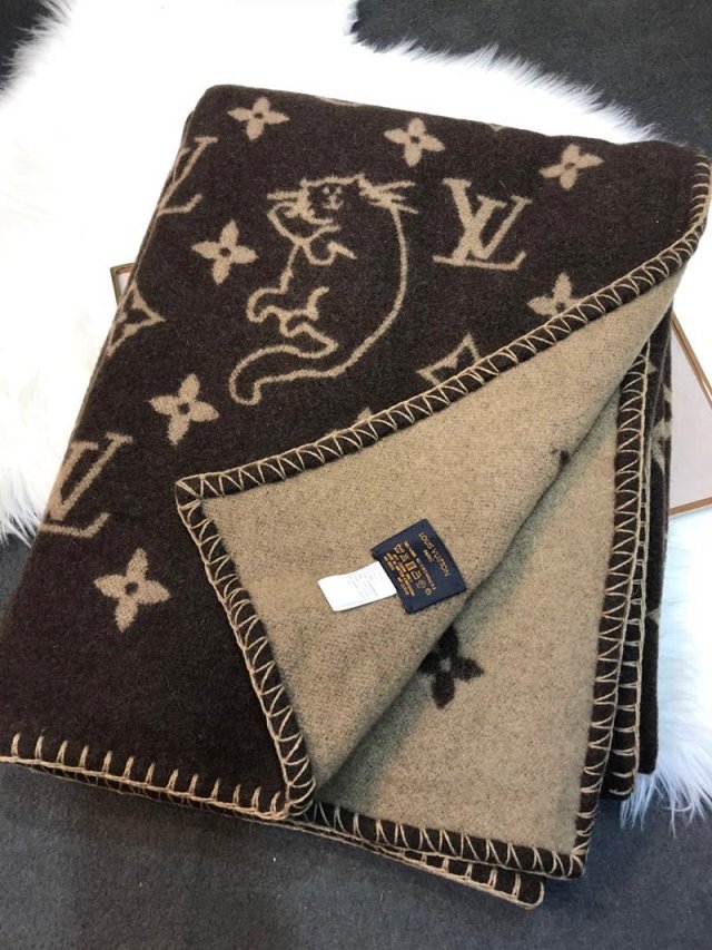 2020 louis vuitton top quality cashmere blanket L572 black