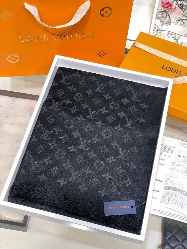 2020 louis vuitton top quality cashmere scarf L570 black