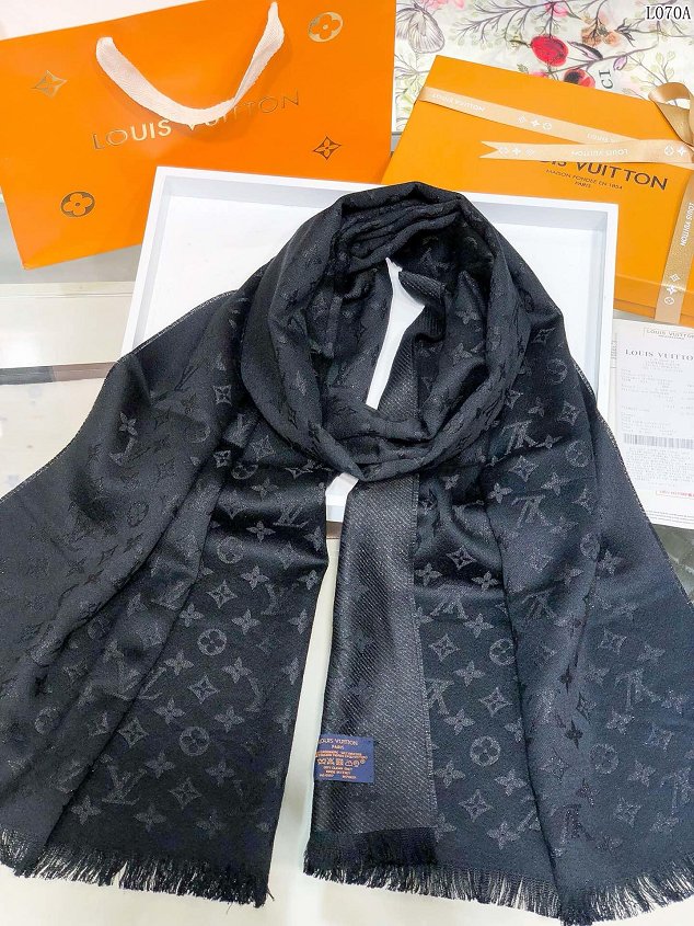 2020 louis vuitton top quality cashmere scarf L570 black