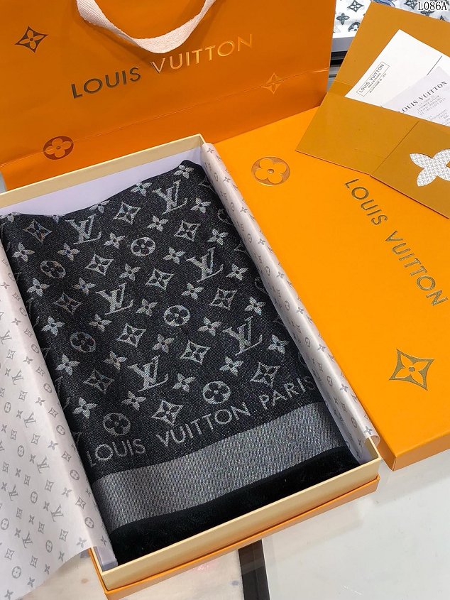 2020 louis vuitton top quality silk scarf L568 black(small logo)