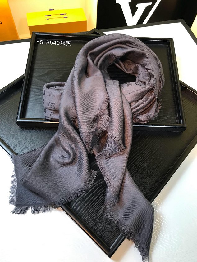 2020 louis vuitton top quality silk scarf L568 dark grey