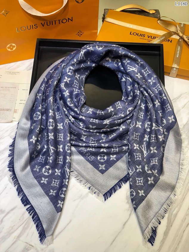 2020 louis vuitton top quality silk scarf L568 denim blue