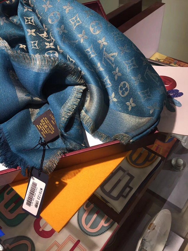 2020 louis vuitton top quality silk scarf L568 lake blue