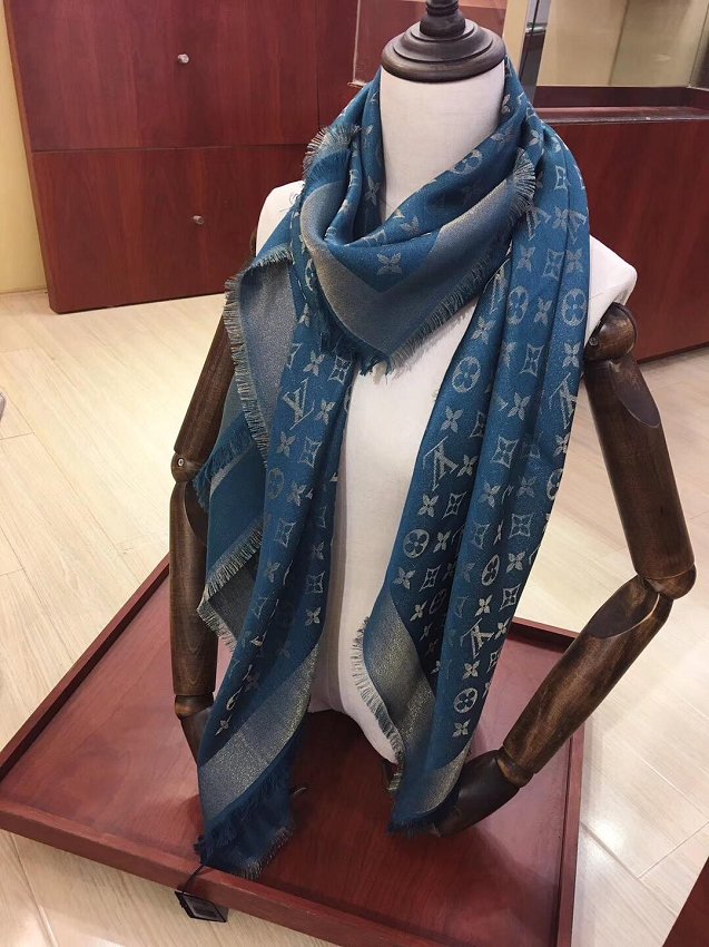 2020 louis vuitton top quality silk scarf L568 lake blue