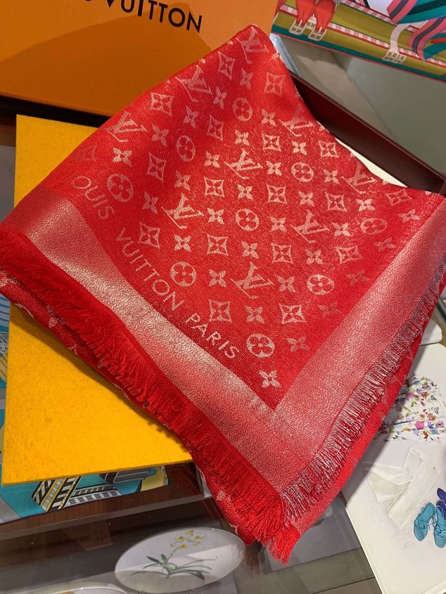 2020 louis vuitton top quality silk scarf L568 red&silver