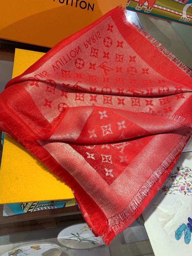 2020 louis vuitton top quality silk scarf L568 red&silver