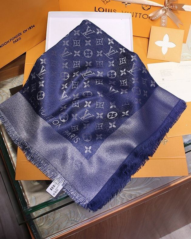 2020 louis vuitton top quality silk scarf L568 royal blue&silver