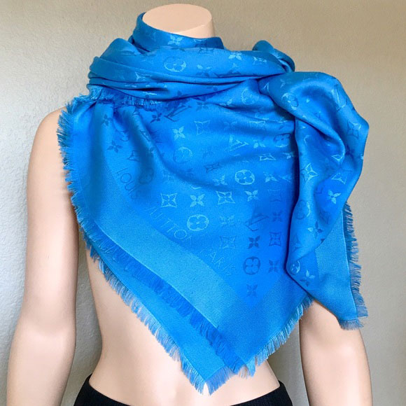 2020 louis vuitton top quality silk scarf L568-2 blue